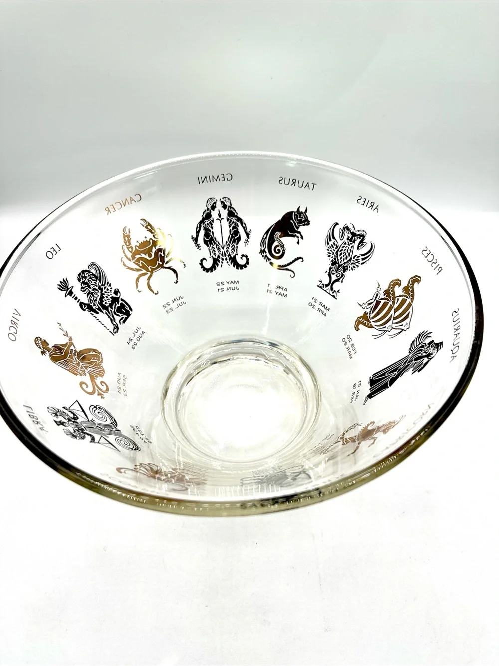 Anchor Hocking Zodiac / astrological chip bowl or salad bowl. 1960s